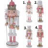 Drevená ružovo-biela vianočná figúrka vojačik luskáčik s bielou bradou stojaci v štyroch prevedeniach 25 cm 38379 Drevená ružovo-biela vianočná figúrka vojačik luskáčik s bielou bradou stojaci v štyroch prevedeniach 25 cm 38379