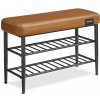 Lavica na topánky s prešívaním, 30 × 80 × 50 cm, karamelová farba Lavica na topánky s prešívaním, 30 × 80 × 50 cm, karamelová farba
