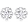 Šperky eshop - Ródiované strieborné náušnice 925 - kvietok s trblietavými lupeňmi a čírym zirkónom T10.08 Šperky eshop - Ródiované strieborné náušnice 925 - kvietok s trblietavými lupeňmi a čírym zirkónom T10.08