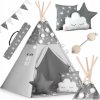 Nukido Teepee stan pre deti s girlandou a svetlami sivý s hviezdičkami Nukido Teepee stan pre deti s girlandou a svetlami sivý s hviezdičkami