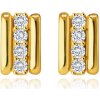 Šperky eshop - Náušnice zo 14K zlata - obdĺžnik so stredným zirkónovým prúžkom, dva tenké pásiky, puzetky S1GG233.37 Šperky eshop - Náušnice zo 14K zlata - obdĺžnik so stredným zirkónovým prúžkom, dva tenké pásiky, puzetky S1GG233.37