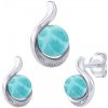 Stříbrný set šperků Geonna s přírodním larimarem a Brilliance Zirconia - náušnice a přívěsek JSTS14627LR Stříbrný set šperků Geonna s přírodním larimarem a Brilliance Zirconia - náušnice a přívěsek JSTS14627LR