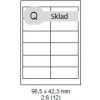 Print etikety 96,5x42,3 mm, biele, 12ks/A4, 100 A4/bal Print etikety 96,5x42,3 mm, biele, 12ks/A4, 100 A4/bal