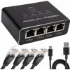 Rozbočovač LAN RJ45 na 4 porty (Ethernet adaptér RJ45 na 4 porty 1 Gb/s – USB napájanie, LED indikácia, podpora Cat5e až Cat8) Rozbočovač LAN RJ45 na 4 porty (Ethernet adaptér RJ45 na 4 porty 1 Gb/s – USB napájanie, LED indikácia, podpora Cat5e až Cat8)