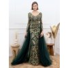 Exkluzívne dlhé zelené dámske spoločenské šaty s odnímateľnou tylovou sukňou - L Exkluzívne dlhé zelené dámske spoločenské šaty s odnímateľnou tylovou sukňou - L