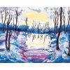ZUTY Maľovanie podľa čísel ZIMNÝ LES S VÝHĽADOM NA RIEKU Rámovanie vypnuté plátno na rám Rozmer 80 x 100 cm