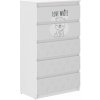 Detská komoda s 5 zásuvkami, LOVE WHITE Detská komoda s 5 zásuvkami, LOVE WHITE