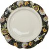 Clayre & Eef Biely porcelánový tanier so čierno-zlatým lemom a kvietkovaným vzorom 28 x 2 cm 35627