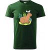 Kapybara a vtáčik - Klasické pánske tričko vyššej gramáže - M ( Fľaškovozelená ) Kapybara a vtáčik - Klasické pánske tričko vyššej gramáže - M ( Fľaškovozelená )