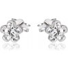 Šperky eshop - Puzetové náušnice zo striebra 925 - trblietavý kvietok, šesť zirkónov U6.7 Šperky eshop - Puzetové náušnice zo striebra 925 - trblietavý kvietok, šesť zirkónov U6.7