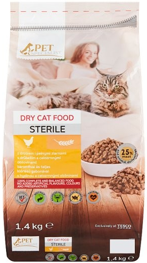 Tesco Pet Specialist Sterile krmivo pre dospelé mačky s hydinou a celými obilninami 1,4 kg