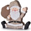 Dekorácia drevo 115x110mm Santa prírodná s glitrom biela hnedá
