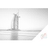 Vymalujsisam.sk Bodkovanie - Burj Al Arab, Dubaj Farba: Čierna, Veľkosť: 40x60cm, Rám: Bez rámu, iba zrolované plátno Vymalujsisam.sk Bodkovanie - Burj Al Arab, Dubaj Farba: Čierna, Veľkosť: 40x60cm, Rám: Bez rámu, iba zrolované plátno