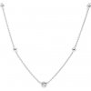 Fossil Strieborný náhrdelník s kryštálmi JFS00453040