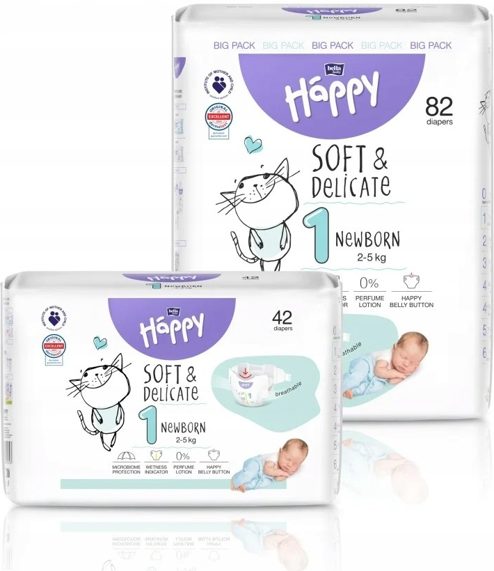 Bella Happy Soft & Delicate 1 2-5kg 42 ks