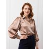 Saténová dámska béžová blúzka VSB ELEGANT, ZVOĽTE VEĽKOSŤ OBLEČENIA M Saténová dámska béžová blúzka VSB ELEGANT, ZVOĽTE VEĽKOSŤ OBLEČENIA M