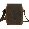 Malá hnedá pánska kožená taška cez rameno s jeleňom Malá hnedá pánska kožená taška cez rameno s jeleňom