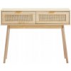 Ratanový konzolový stolík 100x30x74,5CM 2 zásuvky, prírodná farba Ratanový konzolový stolík 100x30x74,5CM 2 zásuvky, prírodná farba