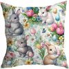 Veľkonočná obliečka na vankúš 40×40 – Zajačiky s vajíčkami a tulipánmi pre veselú jarnú výzdobu Veľkonočná obliečka na vankúš 40×40 – Zajačiky s vajíčkami a tulipánmi pre veselú jarnú výzdobu