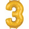 Amscan Fóliový balón narodeninové číslo 3 zlatý 66cm Amscan Fóliový balón narodeninové číslo 3 zlatý 66cm