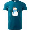Snehuliak so šálom - Klasické pánske tričko vyššej gramáže - L ( Petrolejová ) Snehuliak so šálom - Klasické pánske tričko vyššej gramáže - L ( Petrolejová )