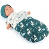 Petitcollin Spací vak zeleno-biely pre bábiku 36 – 40 cm