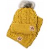 BABY NELLYS Zimná pletená čiapka s brmbolcom + komín, horčica, 52-56cm, 104-116 (4-6r) BABY NELLYS Zimná pletená čiapka s brmbolcom + komín, horčica, 52-56cm, 104-116 (4-6r)