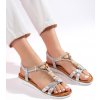 Shelvt Silver flat sandals with beads šedá 39 Shelvt 0000296579952 Shelvt Silver flat sandals with beads šedá 39 Shelvt 0000296579952