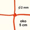 Sieť z 2mm šnúry, oko 5 cm, červená farba Sieť z 2mm šnúry, oko 5 cm, červená farba