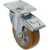 Manutan Polyuretánové transportné koleso s prírubou, priemer 160 mm, otočné s brzdou, valivé ložisko Manutan Polyuretánové transportné koleso s prírubou, priemer 160 mm, otočné s brzdou, valivé ložisko