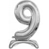 Godan Samostojaci fóliový balón 9 strieborný 74 cm Godan Samostojaci fóliový balón 9 strieborný 74 cm