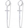 biju biju Rhodiované visiace náušnice so zirkónmi, kríž s retiazkou 1003290 biju biju Rhodiované visiace náušnice so zirkónmi, kríž s retiazkou 1003290