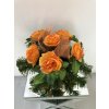 Smútočný kytica z umelých kvetov kvetináč - ruža oranžové Smútočný kytica z umelých kvetov kvetináč - ruža oranžové