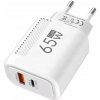 Rýchla nabíjačka GaN 65W USB, USB typu C Quick Charge 3.0 biela Rýchla nabíjačka GaN 65W USB, USB typu C Quick Charge 3.0 biela