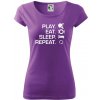 Stolný tenis - eat sleep - Dámske tričko Pure - XS ( Fialová ) Stolný tenis - eat sleep - Dámske tričko Pure - XS ( Fialová )