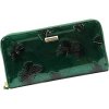 Gregorio Veľká zelená kožená peňaženka na zips s motýlikmi BTS-119