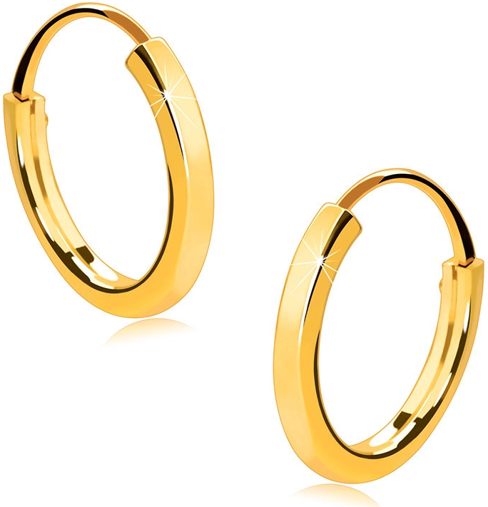 Šperky eshop Malé okrúhle náušnice v zlate tenké hranaté ramená lesklý povrch S2GG48.36