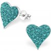 Strieborné Srdce - Striebro 925 Kryštálové Puzetové náušnice - dámske Strieborné Srdce - Striebro 925 Kryštálové Puzetové náušnice - dámske