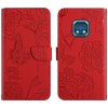 Knižkové puzdro Nokia XR20 embosované s motýľmi červená farba Knižkové puzdro Nokia XR20 embosované s motýľmi červená farba