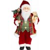 Dekorácia MagicHome Vianoce, Santa, s darčekom a medveďom, červený, 46 cm