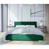 Exkluzívna čalúnená posteľ s prešívaním na čele zelenej farby 180 x 200 cm s úložným priestorom Exkluzívna čalúnená posteľ s prešívaním na čele zelenej farby 180 x 200 cm s úložným priestorom