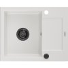 Mexen Enzo, granitový drez 576x465x174 mm, 1-komorový, biela s čiernym sifónom, 6506571005-20-B Mexen Enzo, granitový drez 576x465x174 mm, 1-komorový, biela s čiernym sifónom, 6506571005-20-B