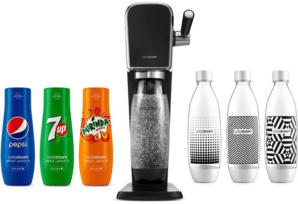 SodaStream Art Black + Lahev TriPack + PEPSI, MIRINDA, 7UP