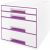 Zásuvkový box Leitz WOW so 4 zásuvkami purpurový Zásuvkový box Leitz WOW so 4 zásuvkami purpurový