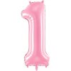 PartyDeco Fóliový balón narodeninové číslo 1 ružový 86cm PartyDeco Fóliový balón narodeninové číslo 1 ružový 86cm