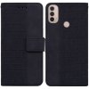 Peňaženkové kožené puzdro Geometric Embossed na Motorola Moto E20 / E30 / E40 - Čierna Peňaženkové kožené puzdro Geometric Embossed na Motorola Moto E20 / E30 / E40 - Čierna