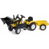 FALK Šliapací traktor 2035CM Constructor s nakladačom vlečkou žltý