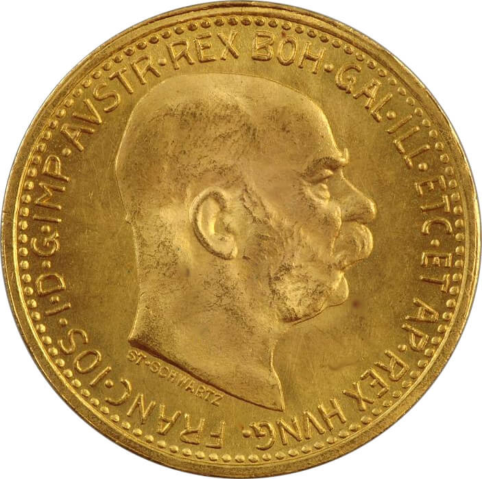 Münze Österreich Zlatá minca 10 Korona Františka Jozefa I. 1912 Novorazba 3,39 g