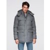 Ombre Warm long men's parka jacket with wool - grey melange šedá M Ombre 5902228989967 Ombre Warm long men's parka jacket with wool - grey melange šedá M Ombre 5902228989967