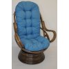 Nábytek PEGAS Ratanové houpací křeslo Swivel hnědé polstr tyrkysový melír Nábytek PEGAS Ratanové houpací křeslo Swivel hnědé polstr tyrkysový melír